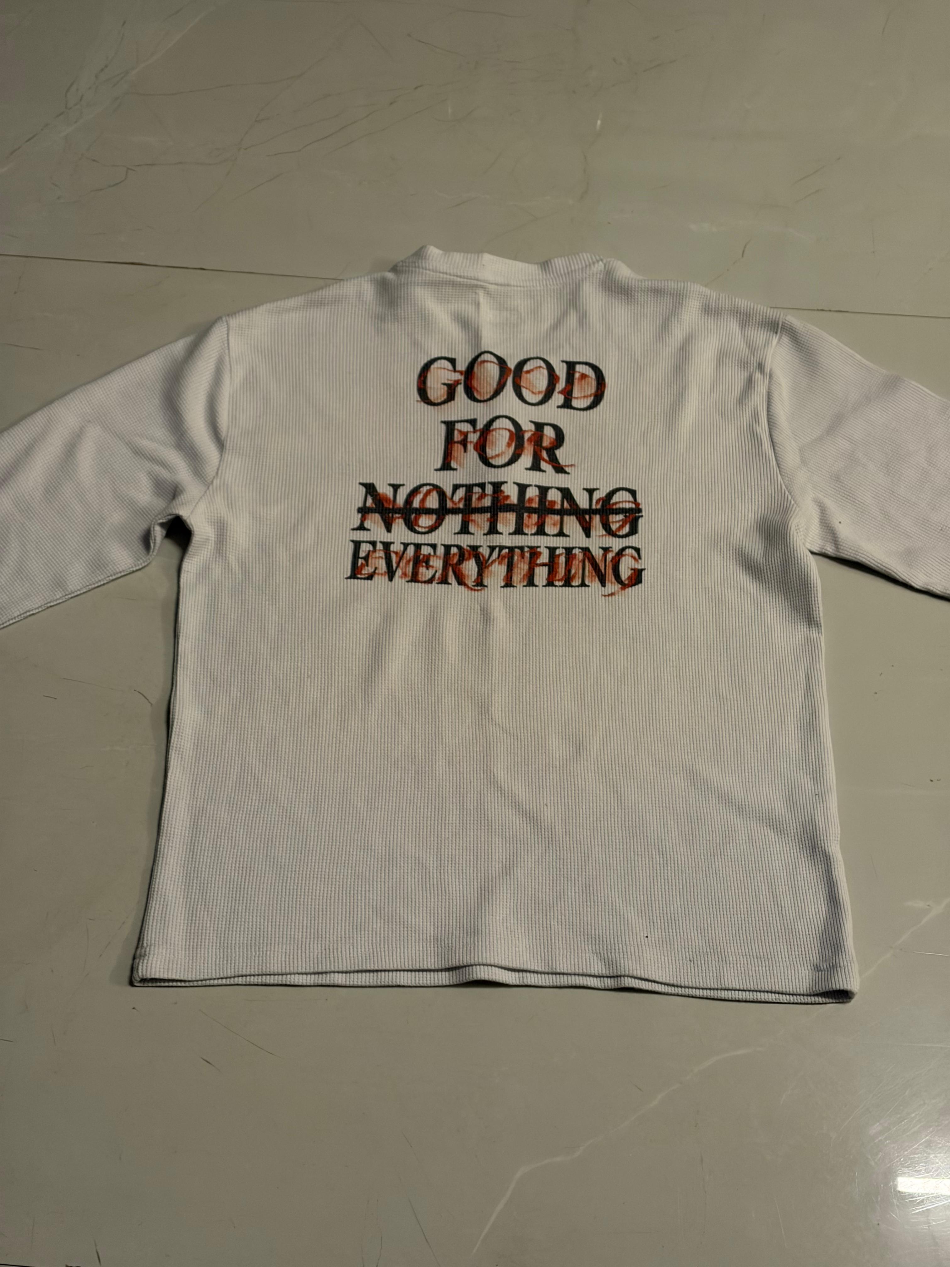 Good for Everything Henley Waffle Knit White tee