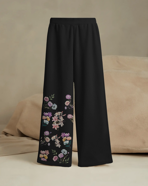 Floral Bloom Black Straight Fit Joggers