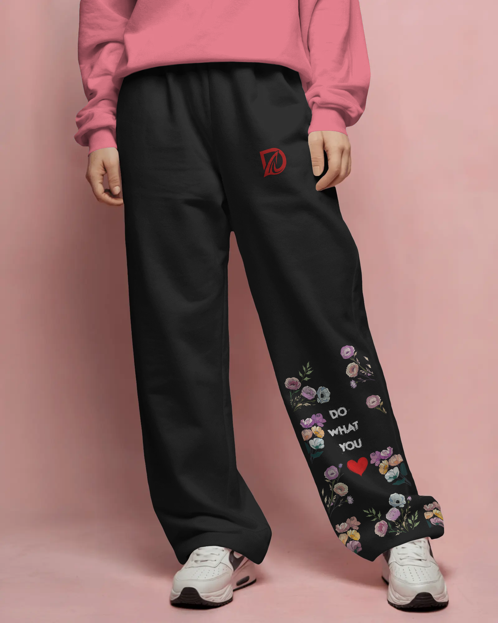 Floral Bloom Black Straight Fit Joggers