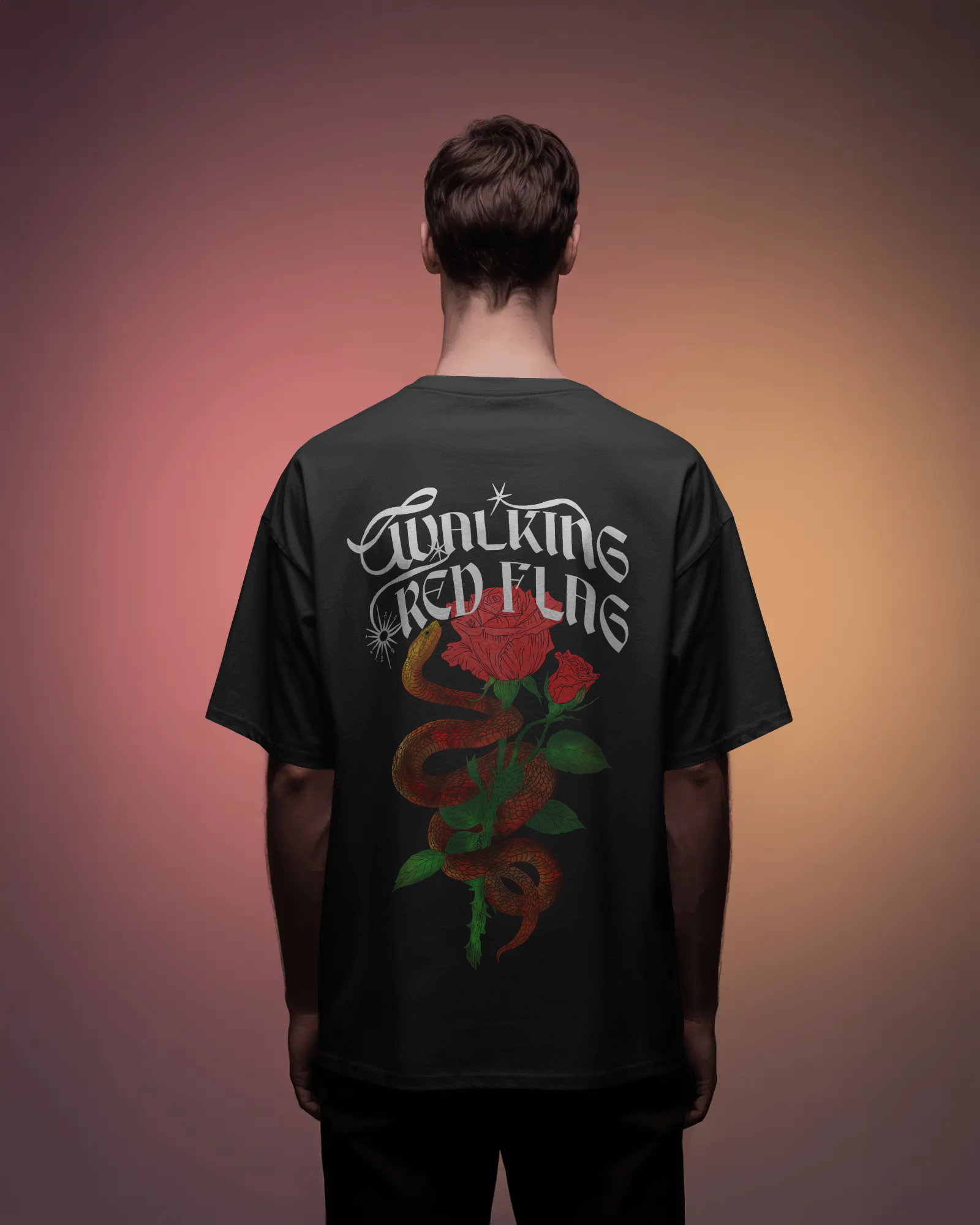 Walking Red Flag Oversized Black Tee