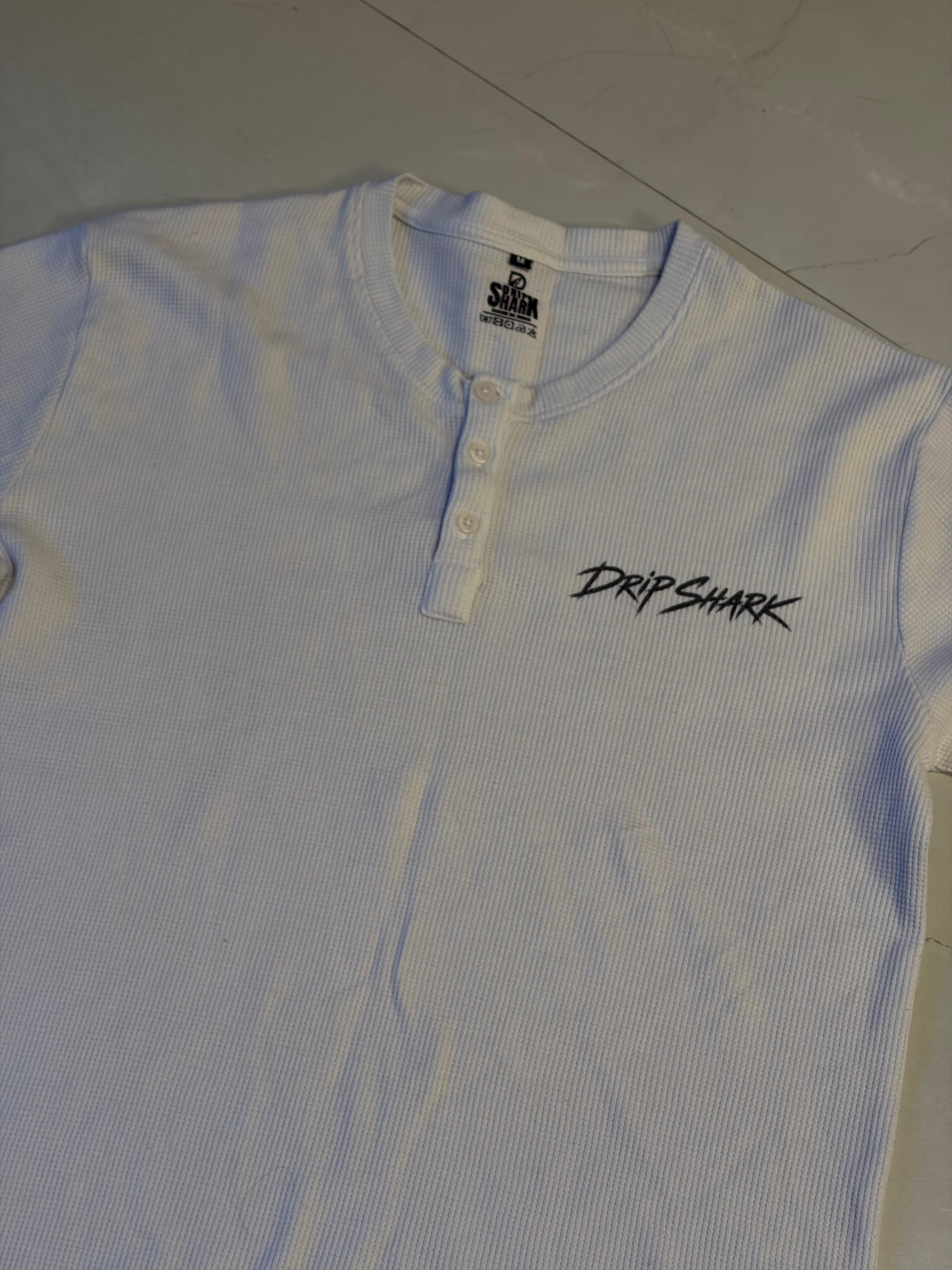 Good for Everything Henley Waffle Knit White tee
