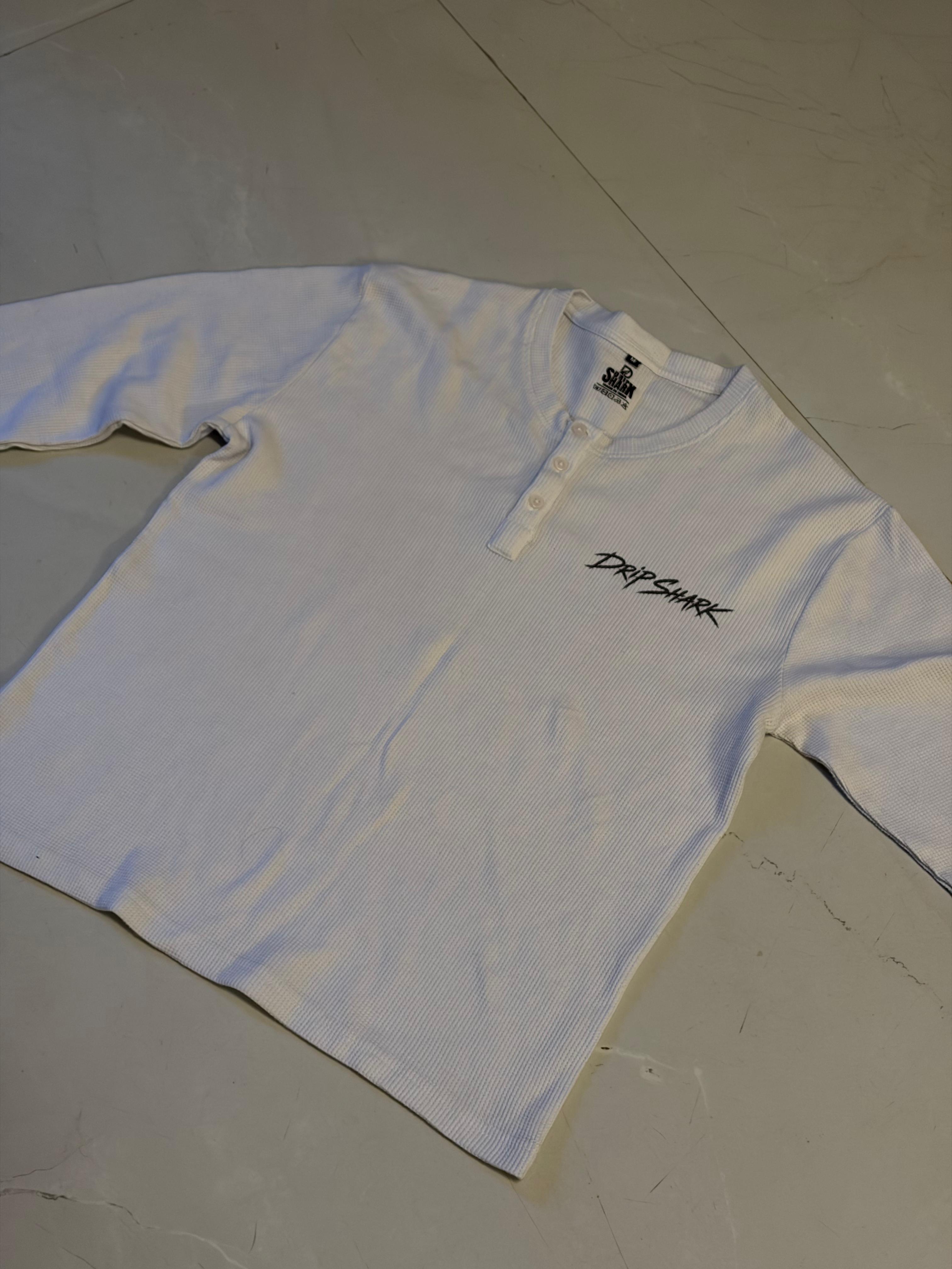 Good for Everything Henley Waffle Knit White tee