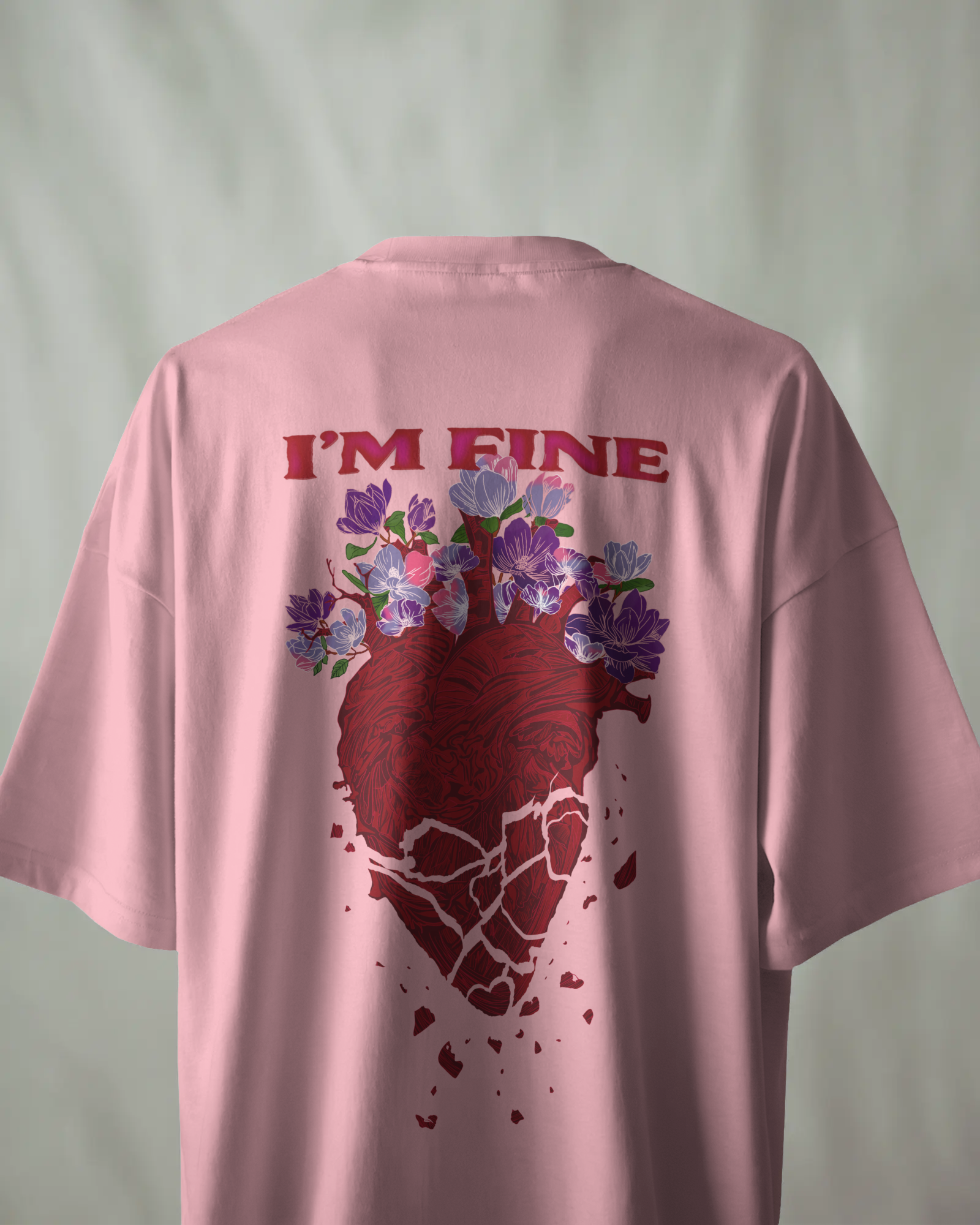 I'm Fine Oversized Baby Pink Tee