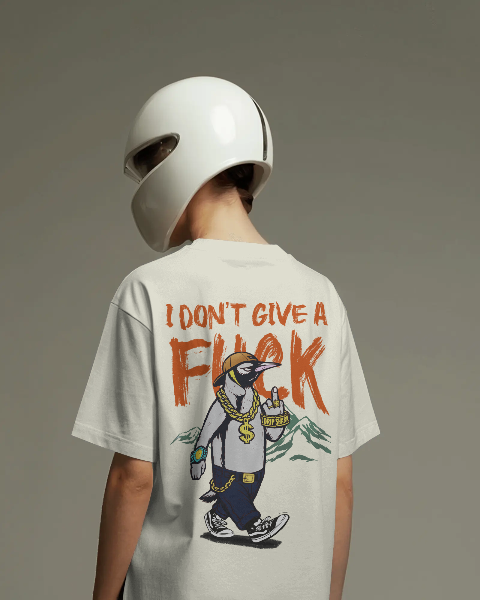 Savage Penguin Oversized Off White Tee