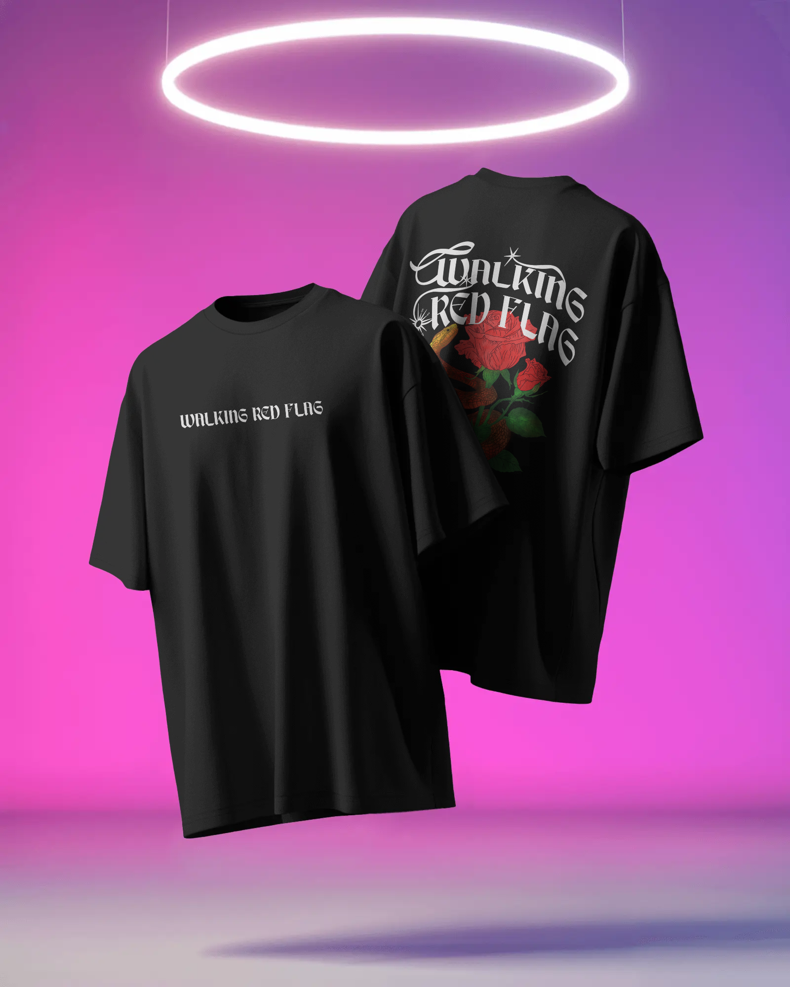 Walking Red Flag Oversized Black Tee