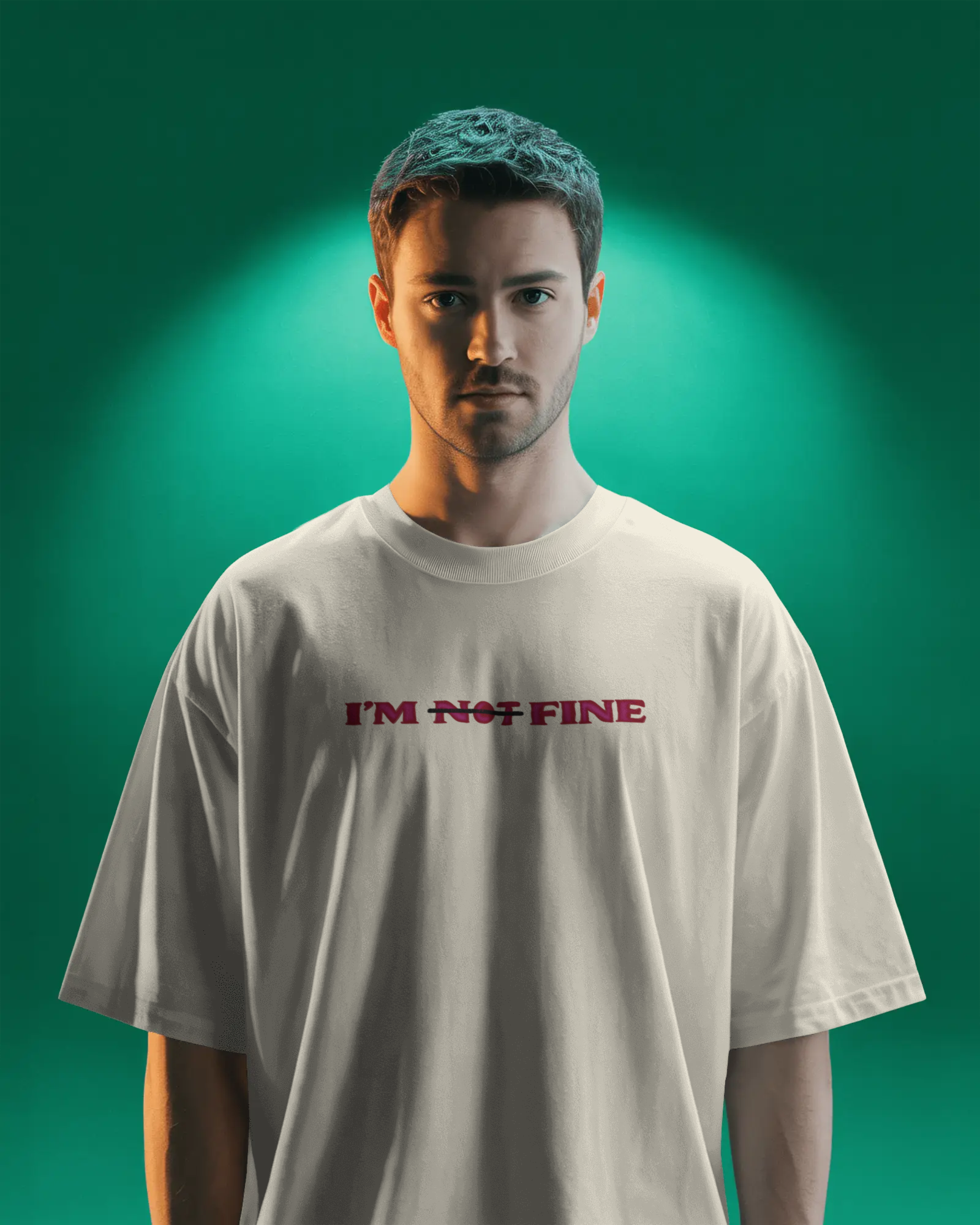 I'm Fine Oversized Off-White Tee