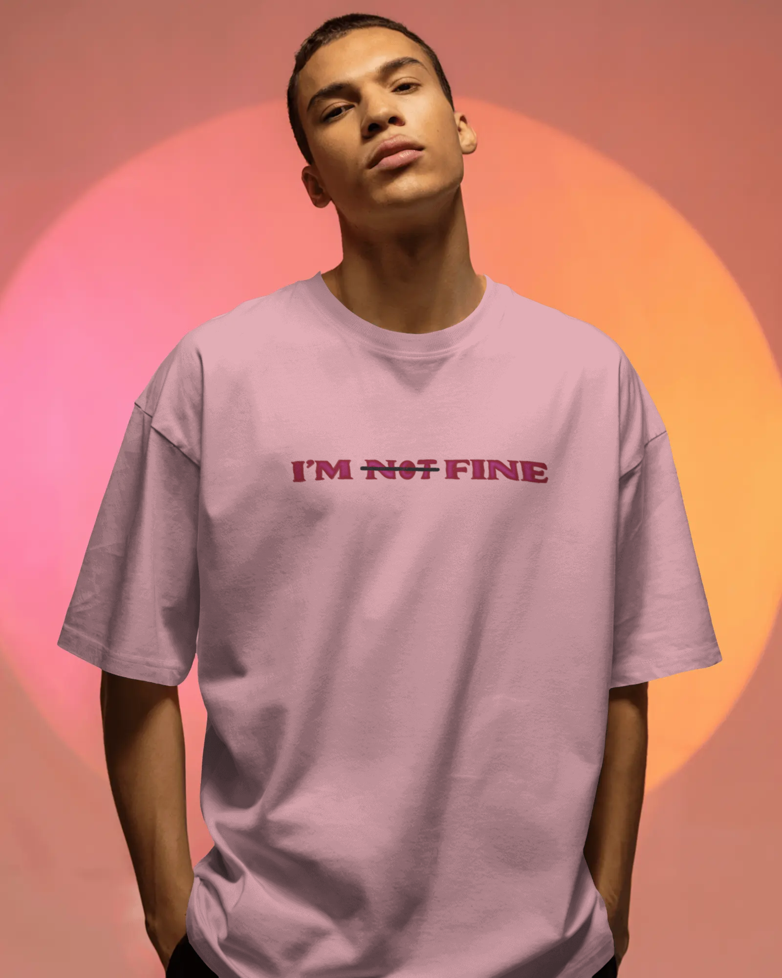 I'm Fine Oversized Baby Pink Tee