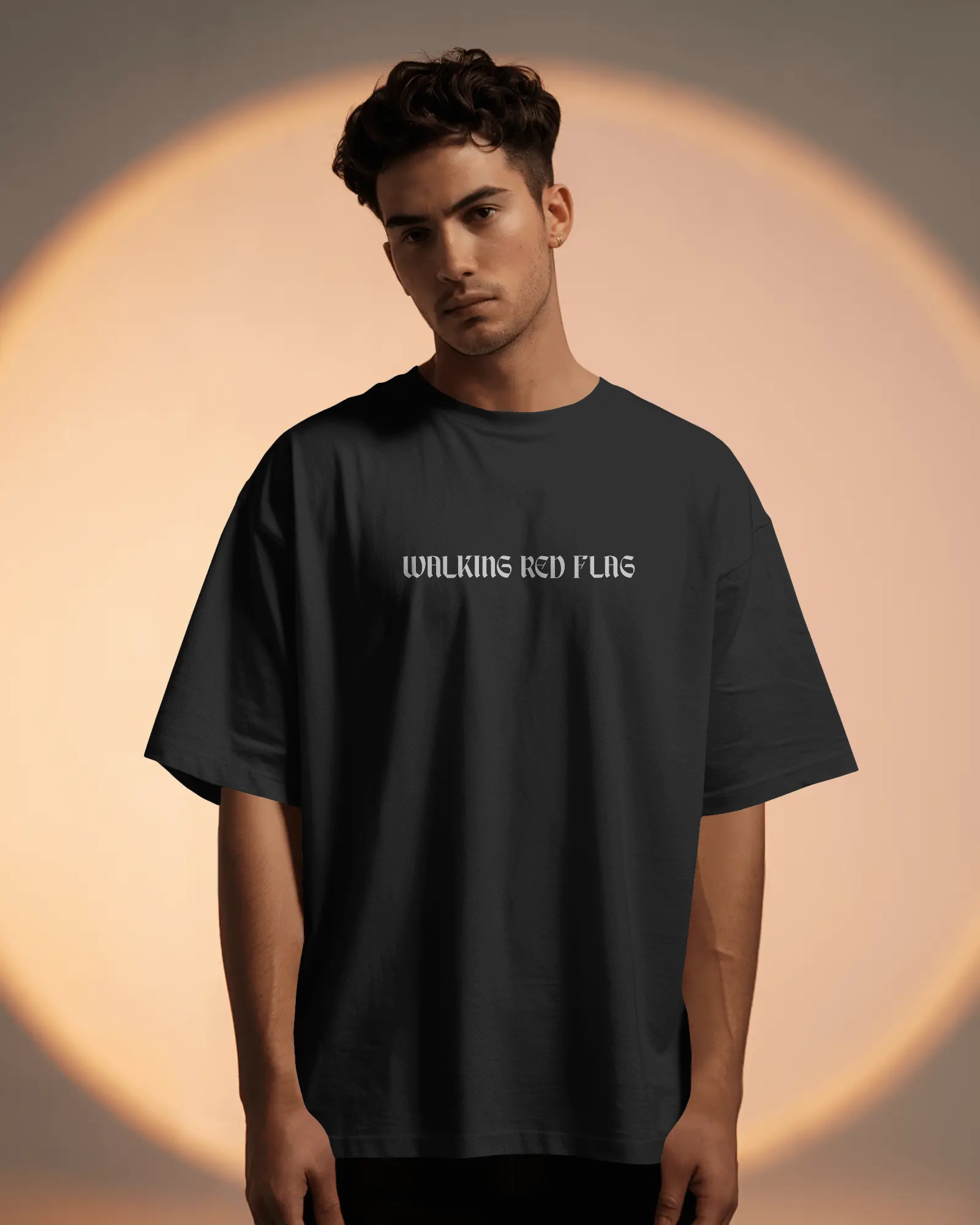 Walking Red Flag Oversized Black Tee