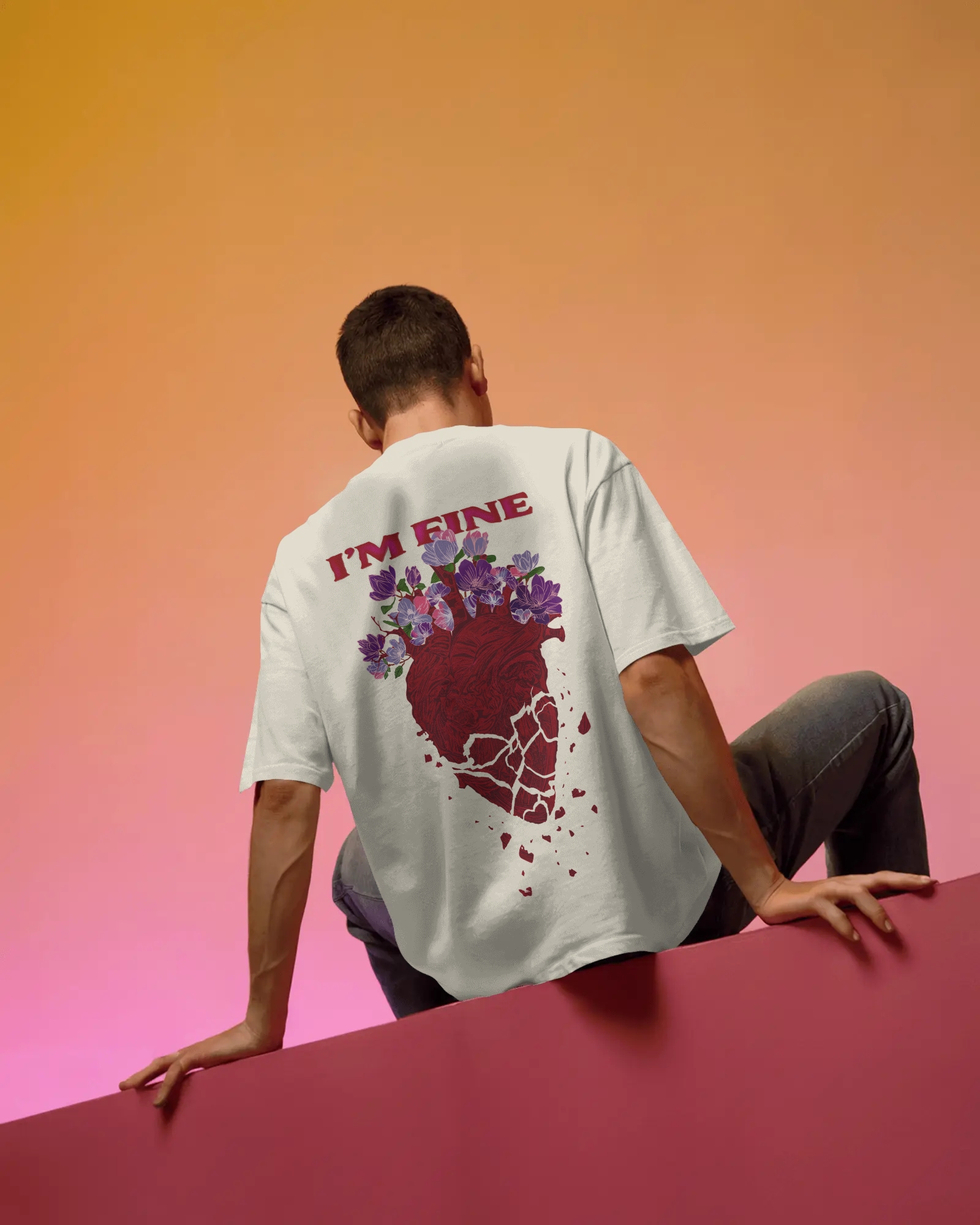 I'm Fine Oversized Off-White Tee