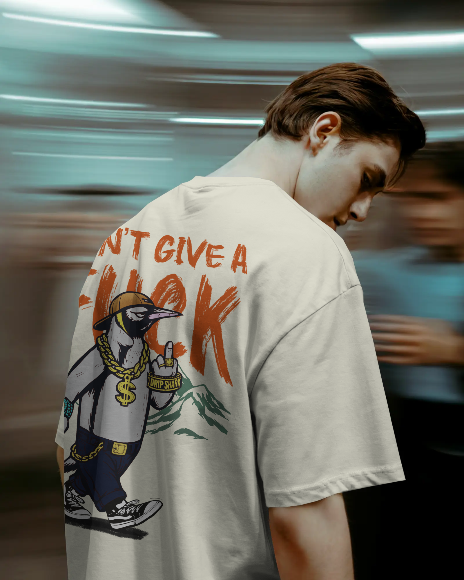 Savage Penguin Oversized Off White Tee